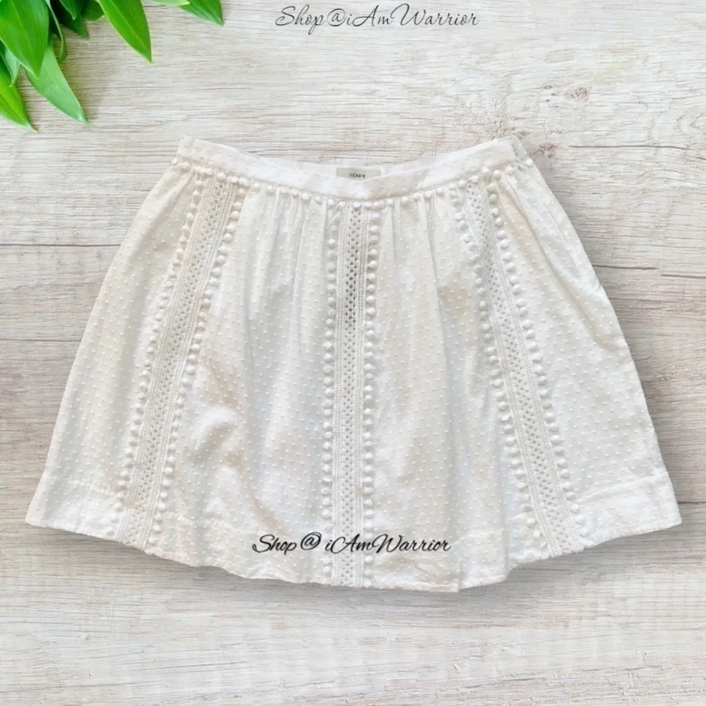 J.Crew NWT WHITE swissdot pompom mini skirt *shop@iamwarrior - Picture 3 of 11
